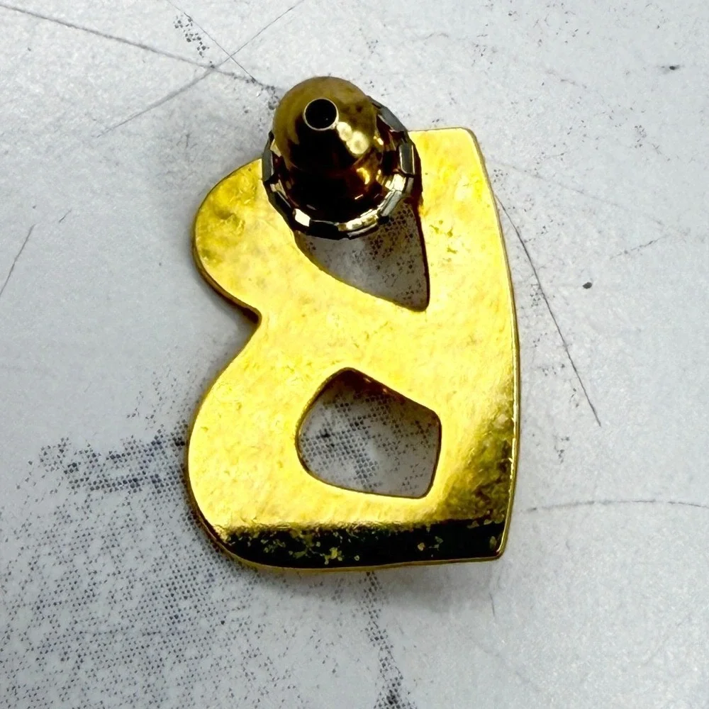 Gold Tone Letter B‎ Rhinestone Initial Lapel Pin Brooch Small 5/8
